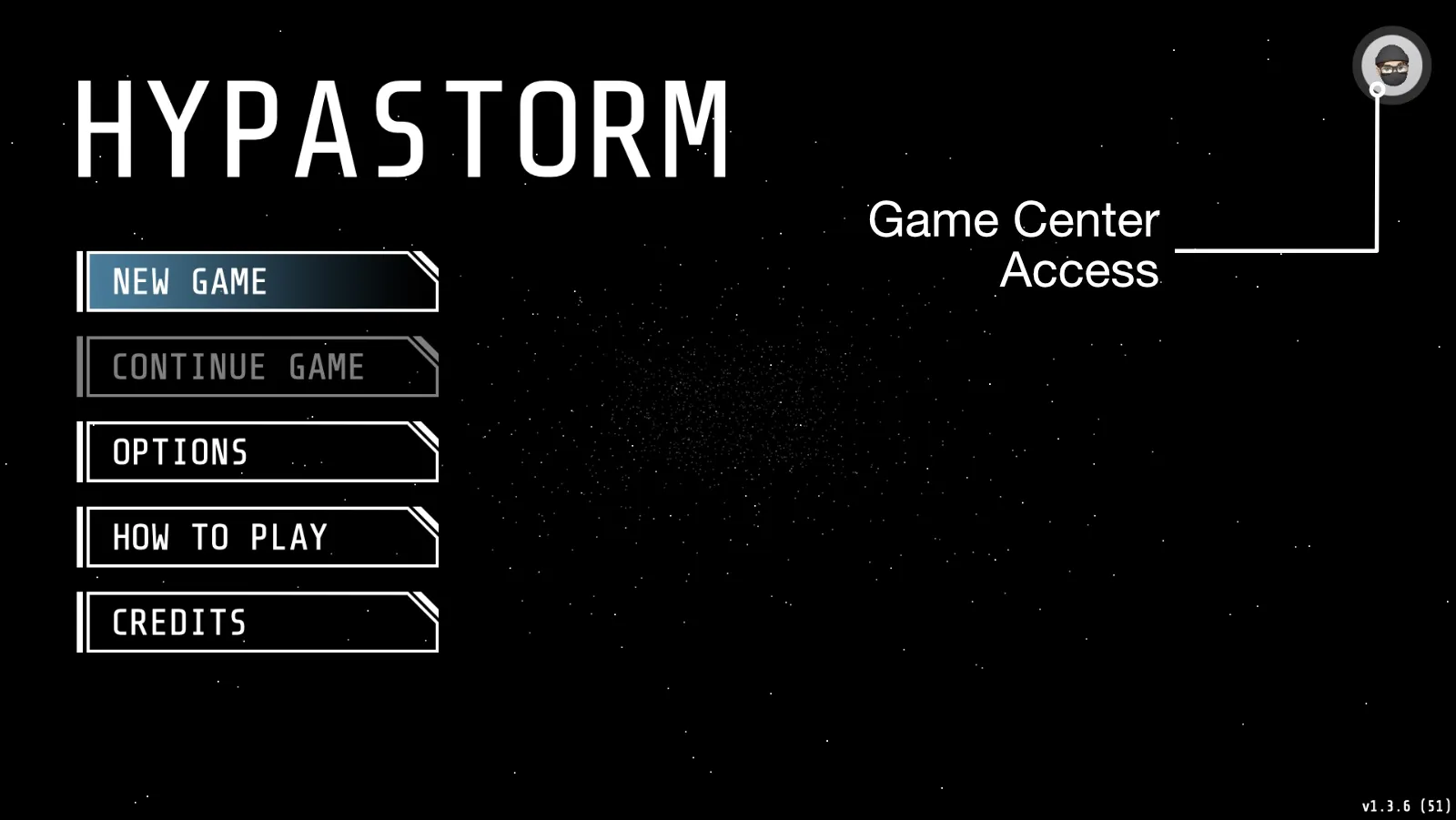 Hypastorm Main Menu